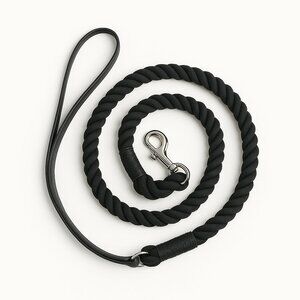 PETsRUS 5ft Leather Dog Leash Braided Cotton Rope Durable Handcrafted Hand Dye